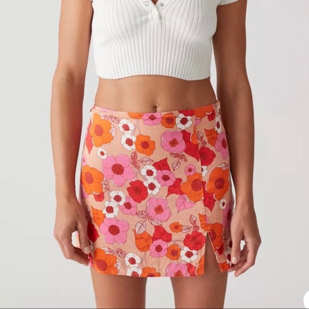 Urban Outfitters floral notched mini skirt
